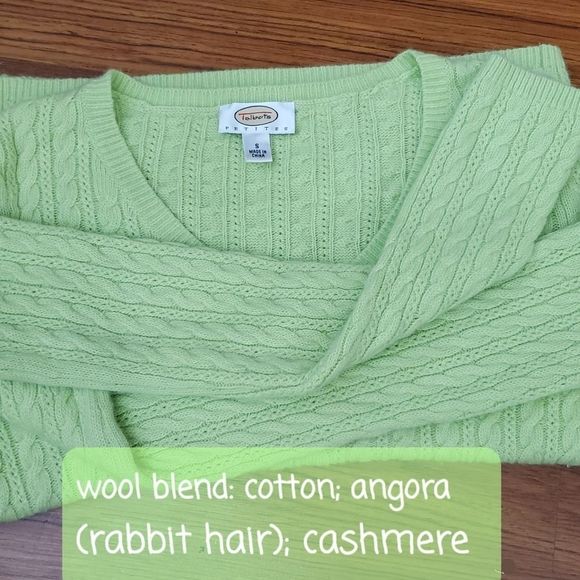 COPY - Sz sm wool blend Talbots Petite in celery green.  So so fluffy and  soft… - Picture 4 of 6